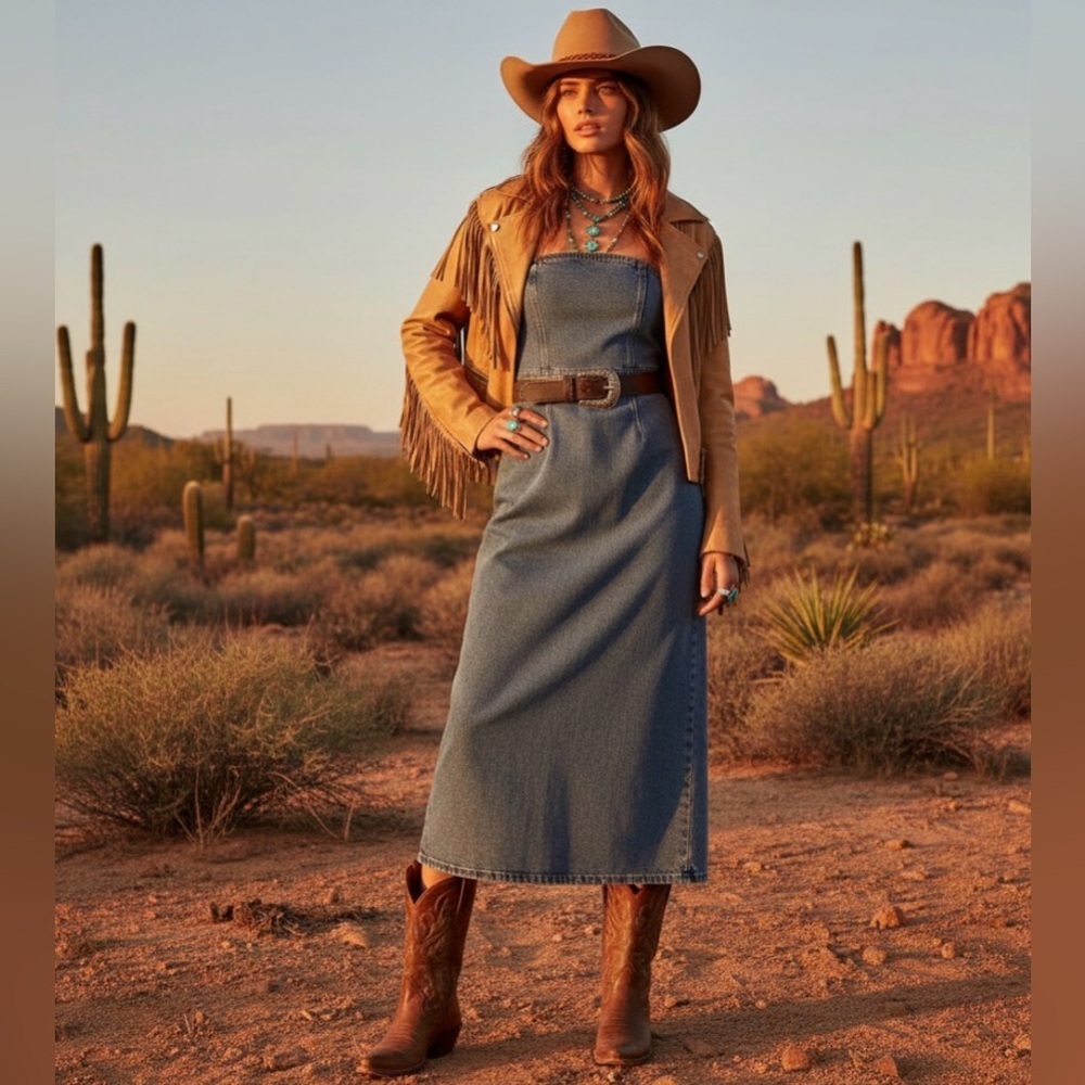 Abercrombie & fitch Strapless Denim Midi Dress size SMALL NWT